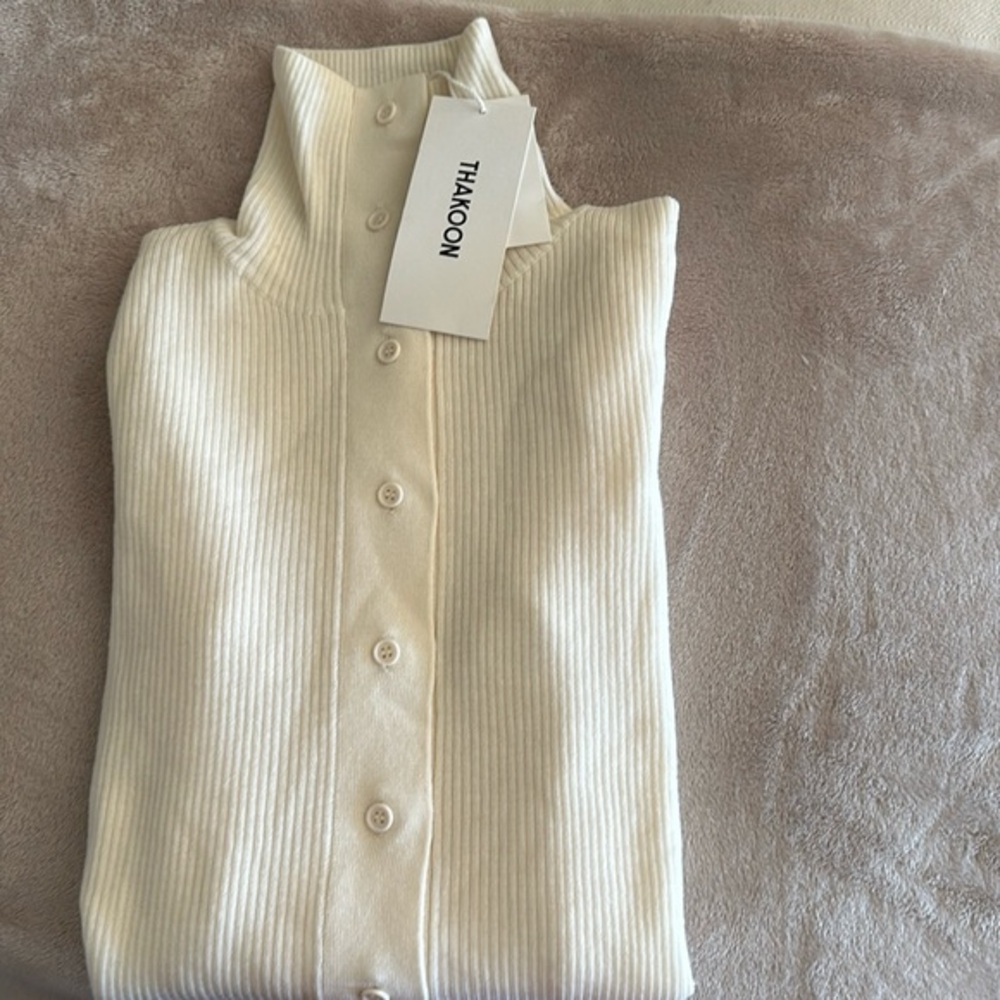 THAKOON Ribbed 100% Soft Merino Wool Versatile Turtleneck Cardigan! (M) BNWT